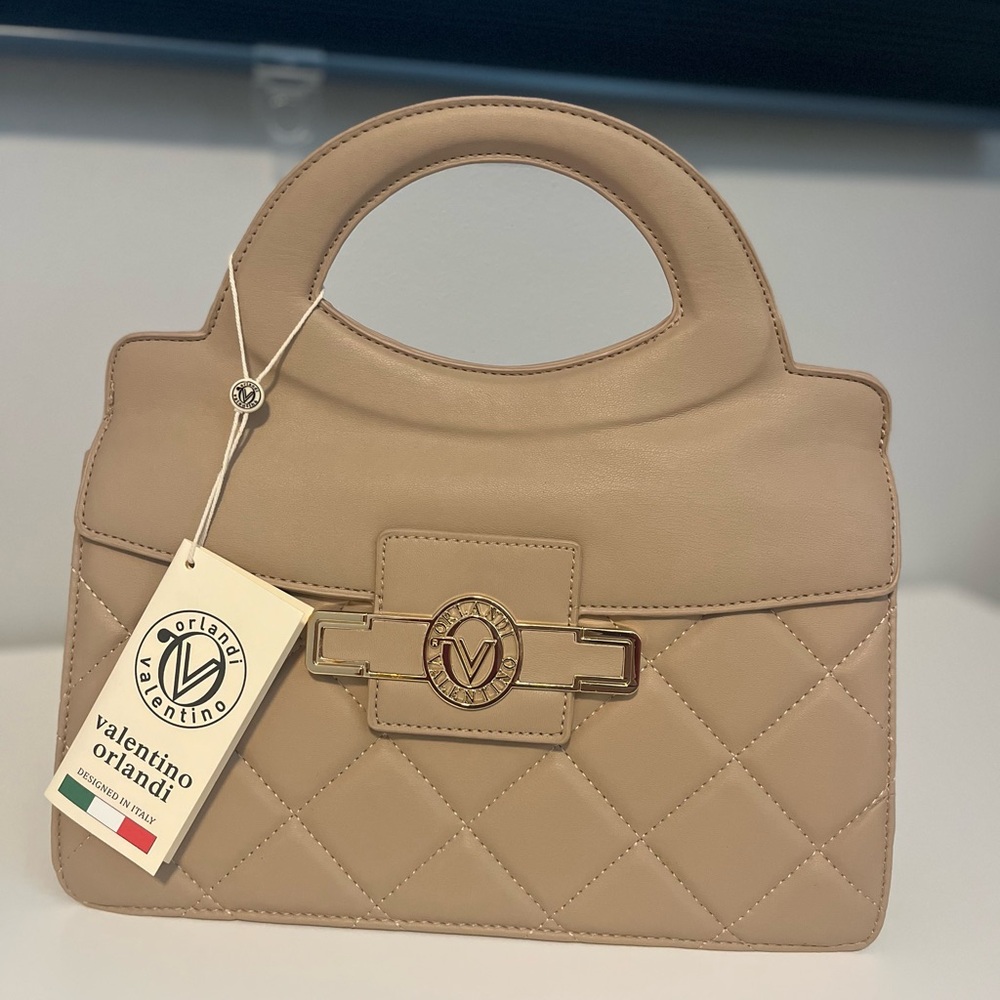 Valentino Orlandi Tan Satchel Quilted Luxury